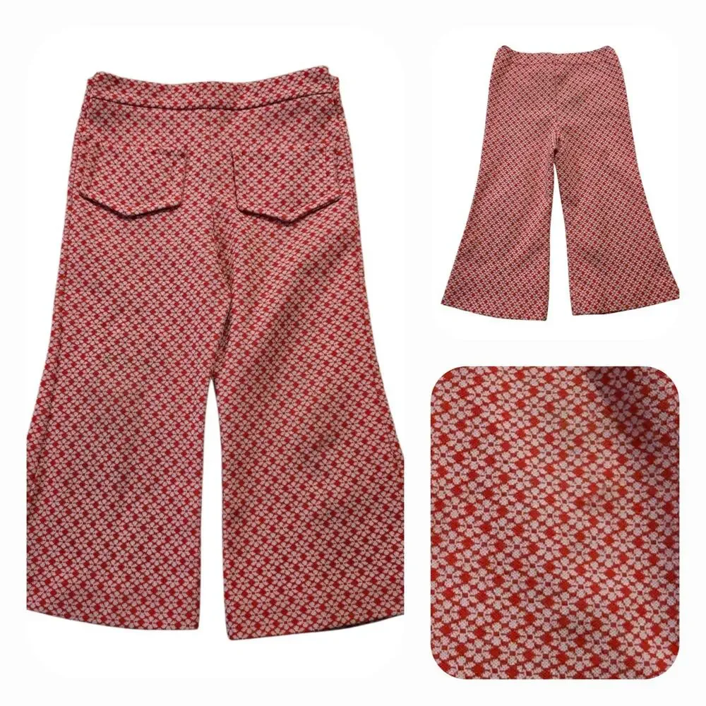 Vintage 70s flare leg bell bottom pants psychedelic knit children sz 4T